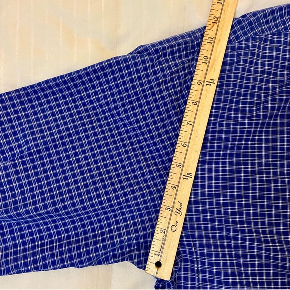 Eddie Bauer blue long sleeve checkered plaid collared dress shirt sz L - Picture 7 of 14